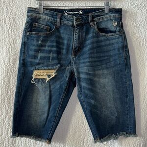 Crisp Denim Distressed Cutoff Jean Shorts